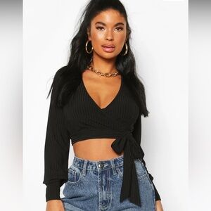 Ribbed wrap crop top